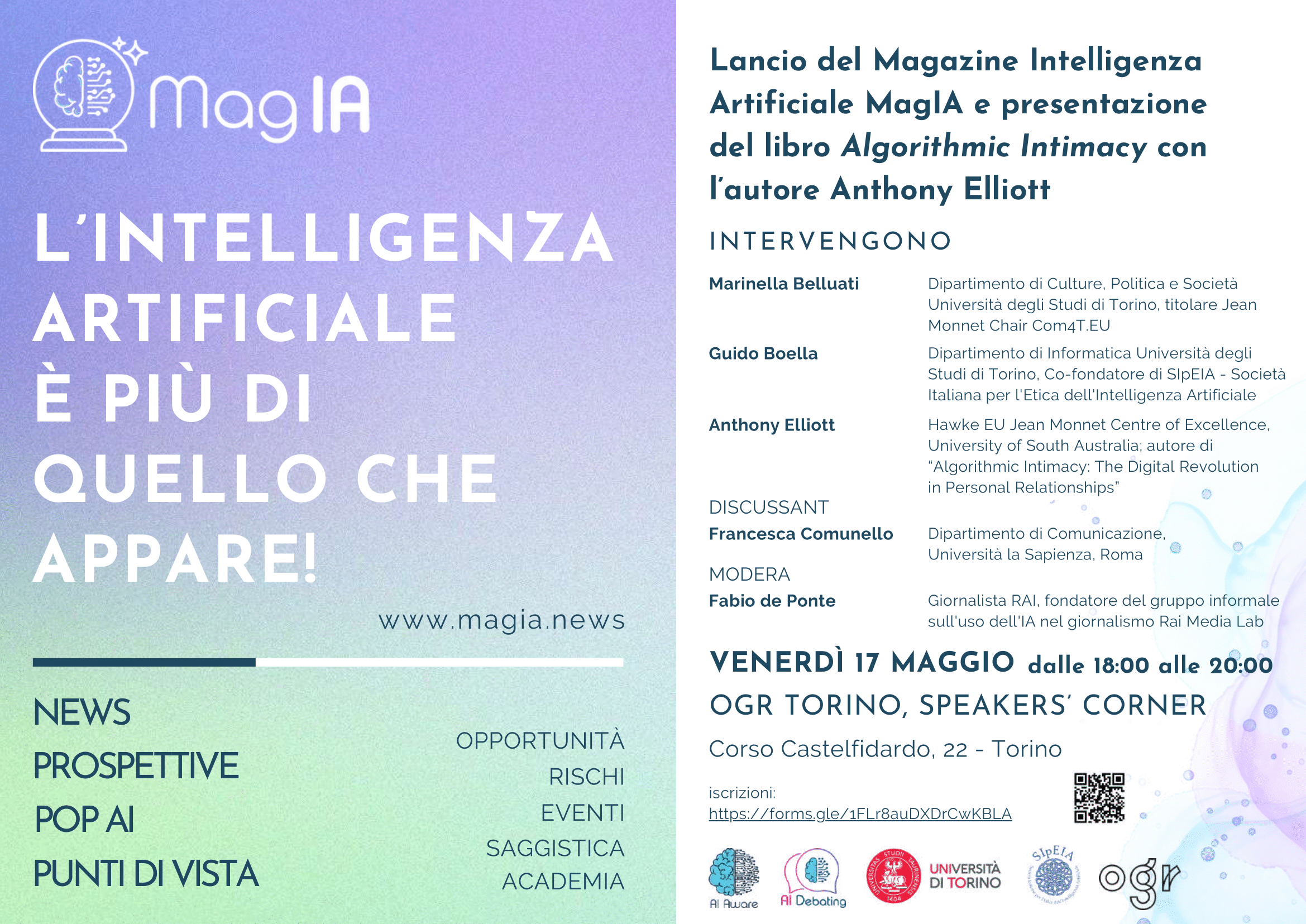 Lancio MagIA – venerdì 17 maggio ore 18 a OGR con Anthony Elliott