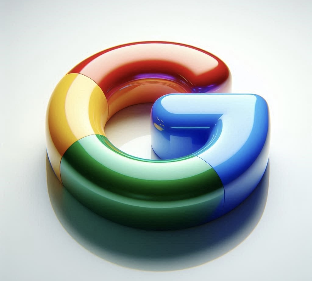Immagine generata tramite DALL-E 3 che rappresenta la classica G di Google fatta con i colori del l'azienda.