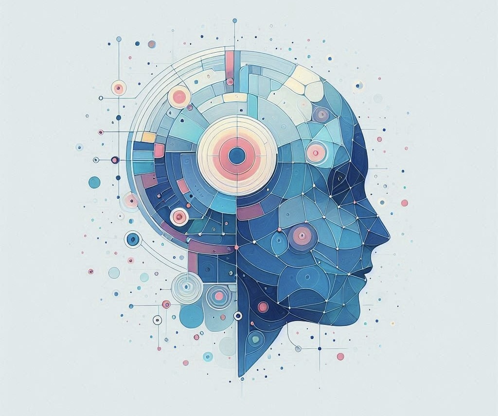 Immagine astratta di un volto di robot.