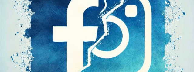 Loghi di facebook e instagram strappati