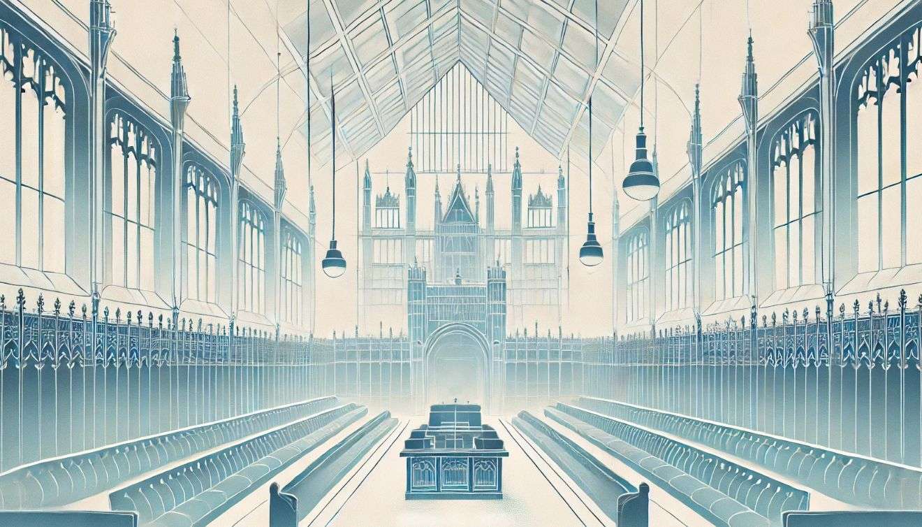 illustrazione minimal della Camera dei Lord britannica