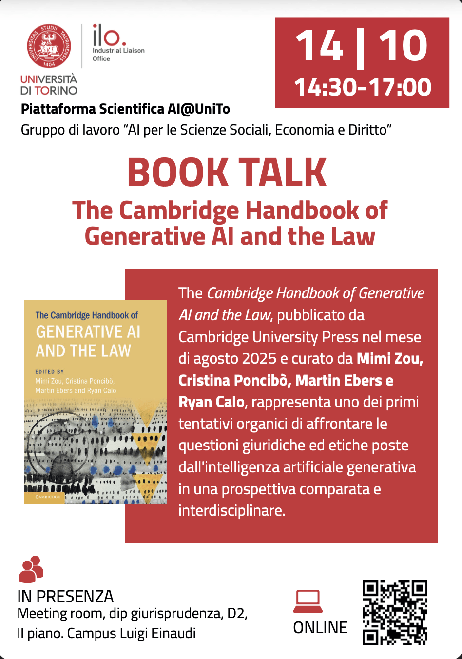 Book Talk IA e legge Piattaforma Scientifica AI@Unito | 14 ottobre